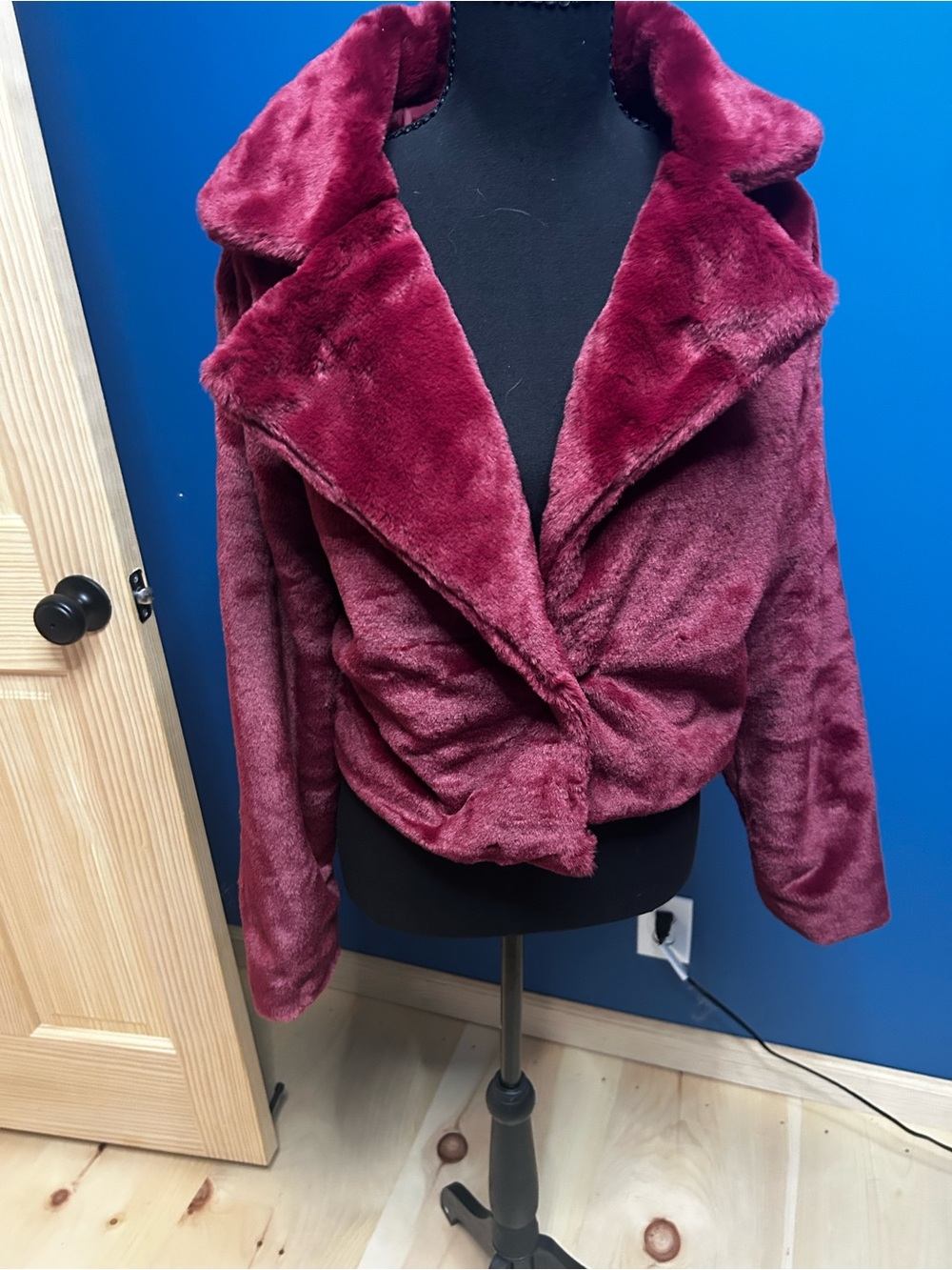 NWat Plush Burgundy Faux Fur Jacket - Women's Coat